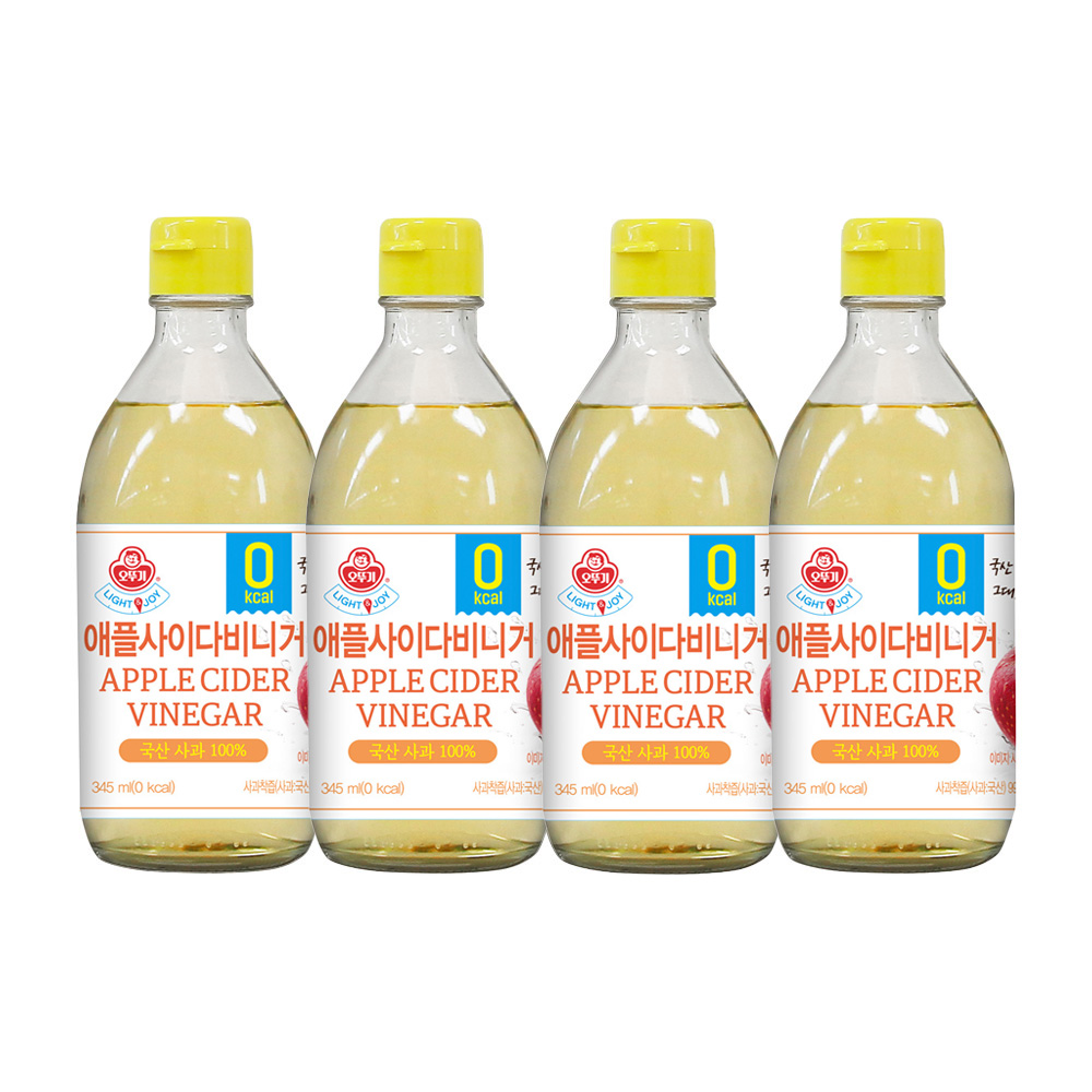 오뚜기 LIGHT&JOY 애플사이다비니거 345ml, 4개