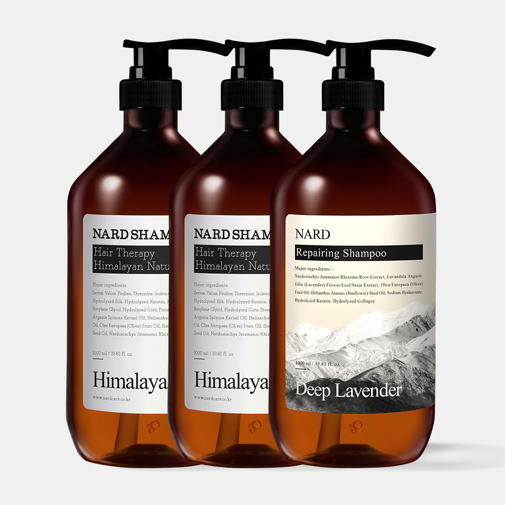 [헤어SET] 나드 샴푸 시그니처 향 1L 2개+리페어링 딥라벤더향 샴푸 1L 1개