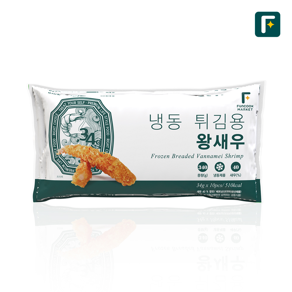 펀쿡 냉동 튀김용 왕새우 340g (34g X 10미) 빵가루 왕 새우튀김