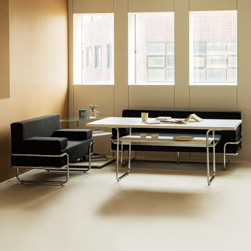 듈 리빙다이닝 6인 사각 코너형 식탁세트(패브릭소파2)