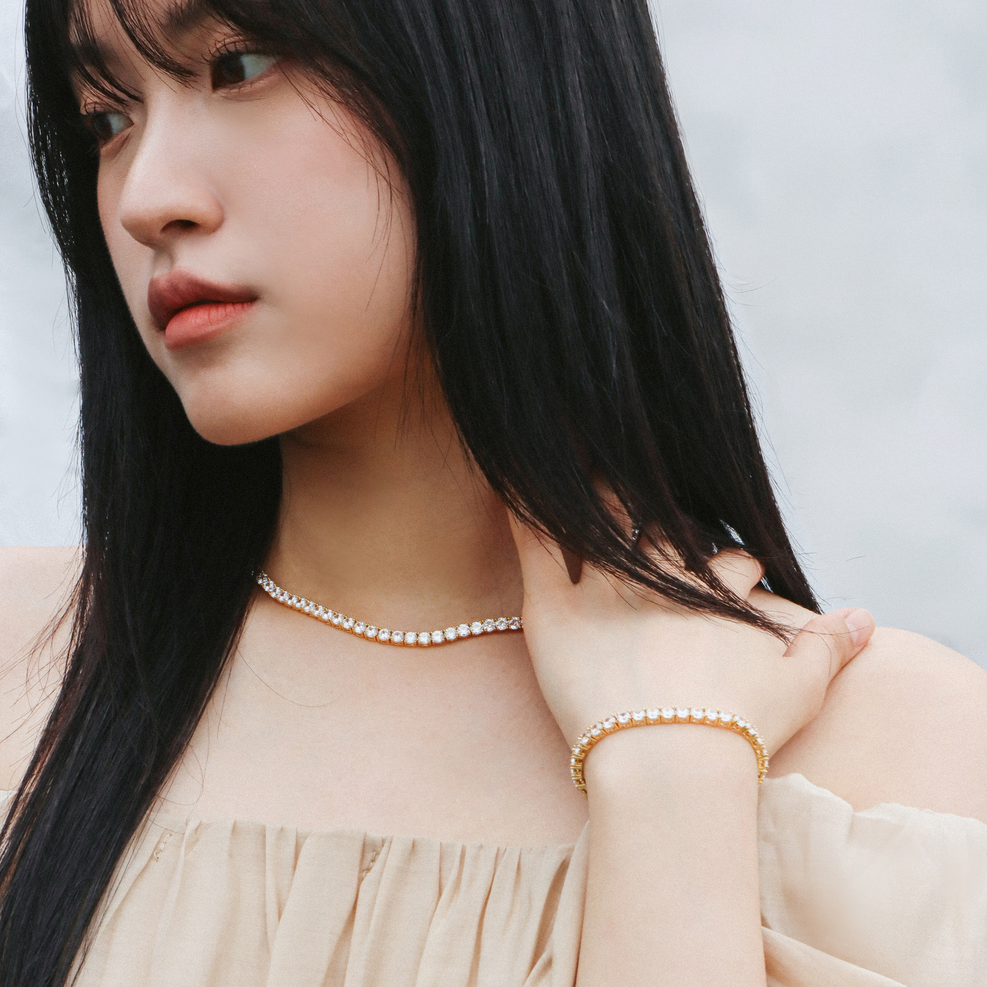 테니스팔찌 주문제작 핑크 골드 화이트 컬러 길이맞춤 - 상세 이미지 2