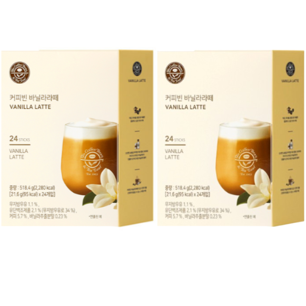 커피빈 바닐라라떼 커피믹스 21.6g 24개입 2개 아이스 스틱 커피