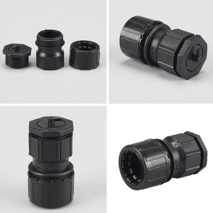 CD파이프 주름관 커넥터 연결 전기 콘넥타 흑색 16MM - 상품 이미지