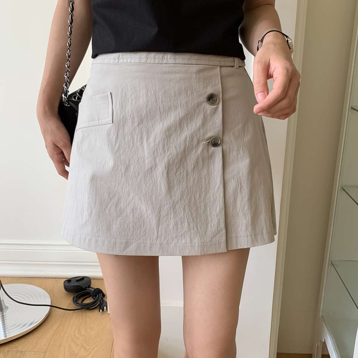 여름 바스락 치마 바지 랩 치마 반바지 큐롯팬츠 - 상세 이미지 5