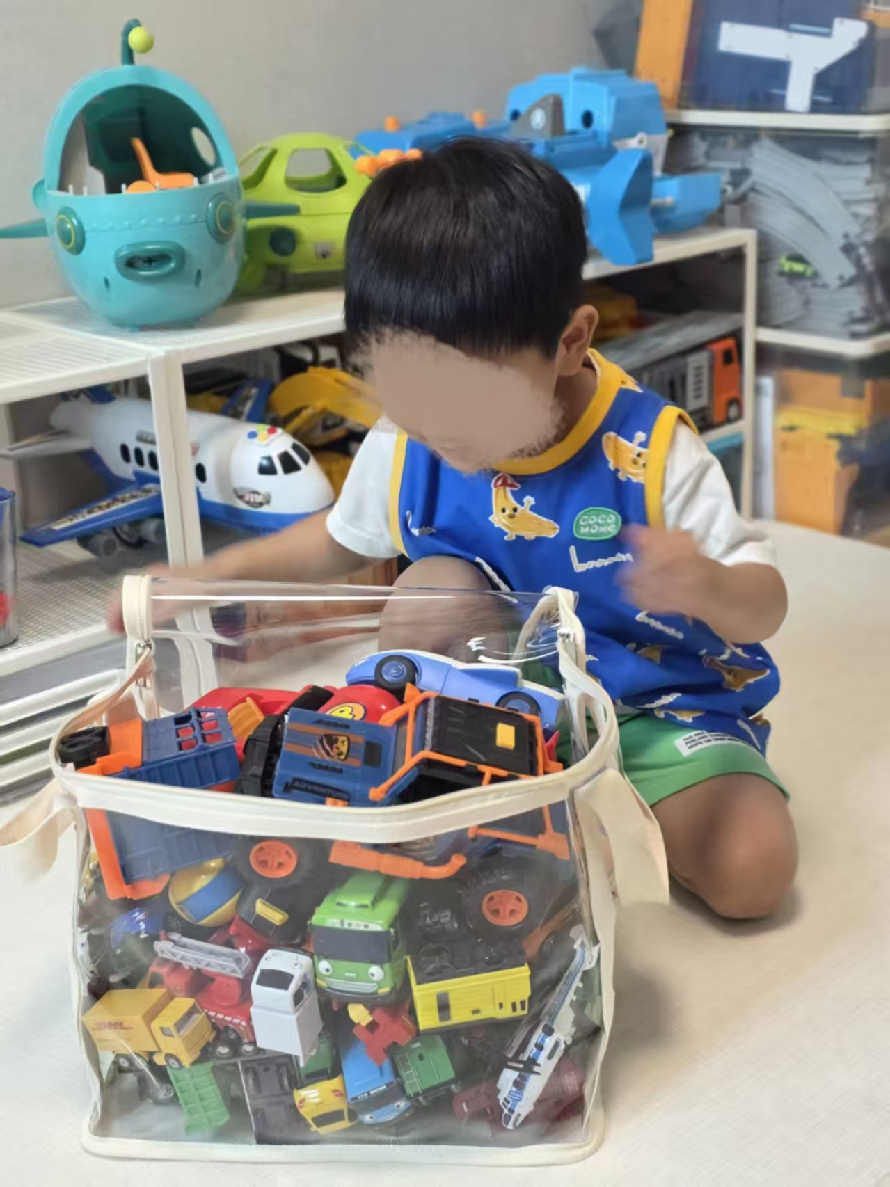 아오라 사각 TPU 투명 장난감 정리함 바구니 수납함 아기 인형 책 보관함 박스 M