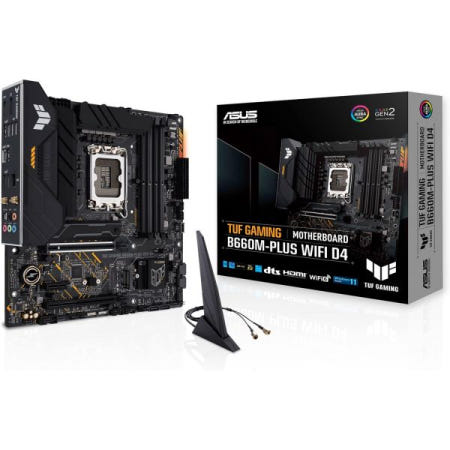 [해외]ASUS TUF B660M-PLUS WiFi D4 LGA 1700(인텔 12세대) mATX 게이밍 마더보드(PCIe 5.0, DDR4, 2xPCIe 4.0 M.2 슬롯, 6