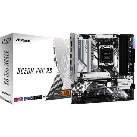 [해외]Asrock B650M Pro RS AMD 소켓 AM5 Ryzen 7000/8000/9000 시리즈 DDR5 7200+ (OC) MHz 256GB M.2 WiFi SATA3