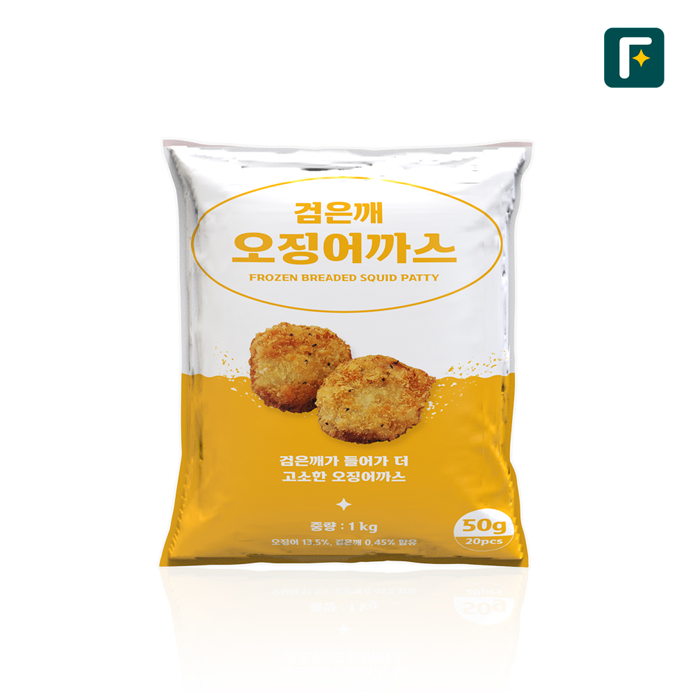 펀쿡 검은깨 오징어까스 1kg (50g X 20미) 오징어 튀김 대용량 업소용 - 메인 이미지
