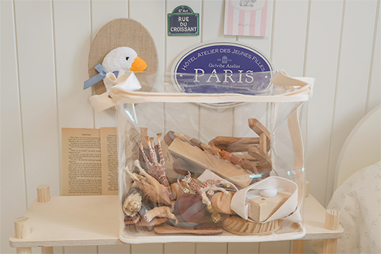 아오라 사각 TPU 투명 장난감 정리함 바구니 수납함 아기 인형 책 보관함 박스 M