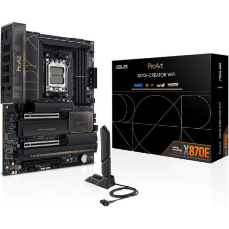 ASUS [해외]차세대 GPU를 완벽하게 지원하는 ASUS ProArt X870E-크리에이터 WiFi AMD AM5 X870E ATX 마더보드 PCIe® 5.0 x16 슬롯, 16+2+2