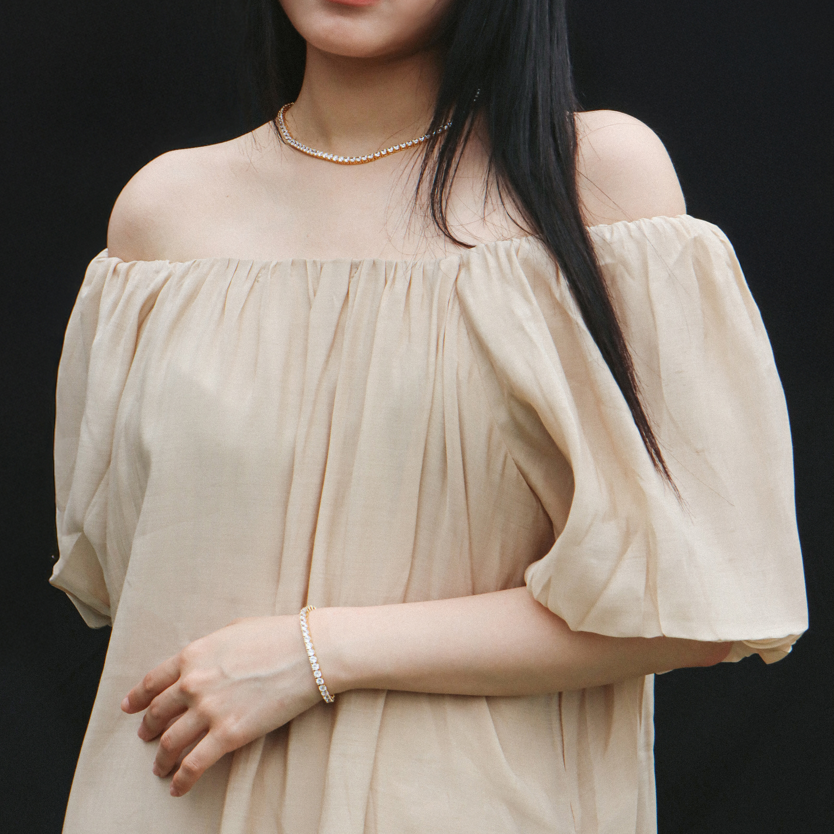테니스팔찌 주문제작 핑크 골드 화이트 컬러 길이맞춤 - 상세 이미지 3