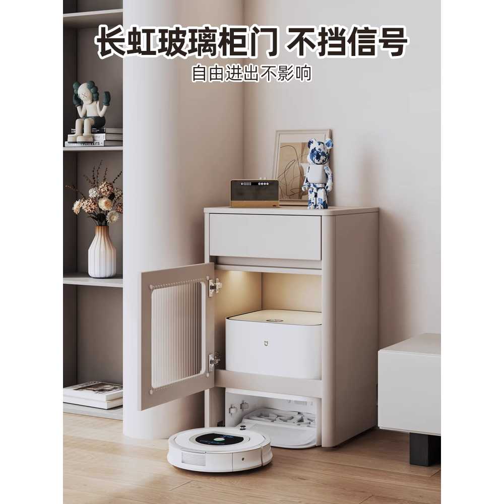 로봇청소기 보관함 수납장형 충전 거치대 인테리어 폭 46cm 모델 - 그레이 - 상세 이미지 3