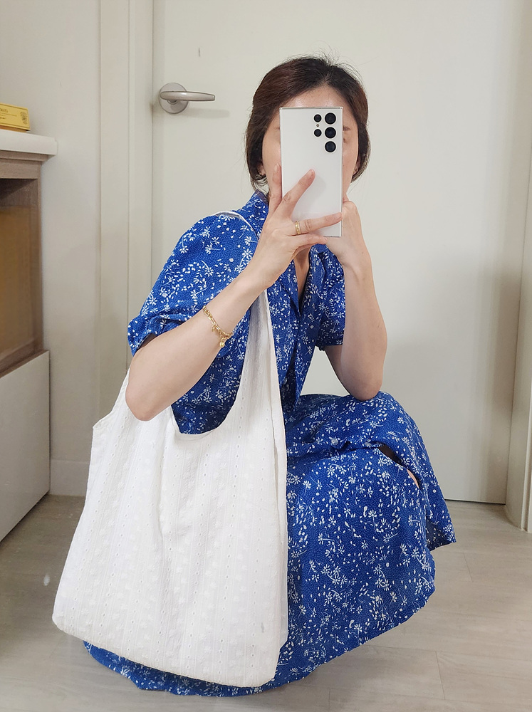 레이스 자수 에코백 여름 천가방 가벼운 데일리백 숄더백 가방 이미지 6