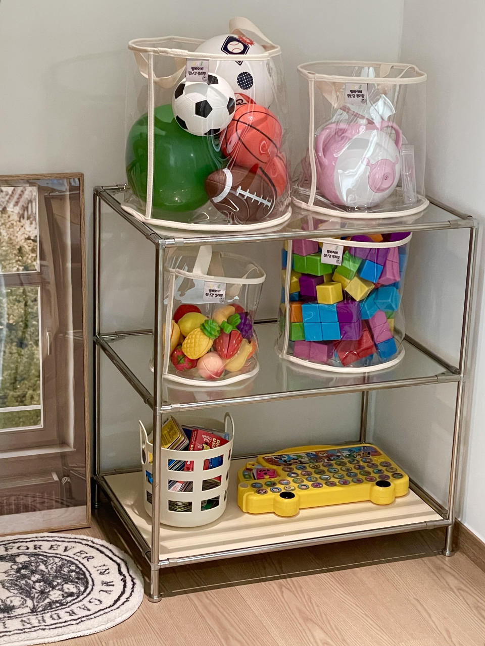 TPU 투명 아기 장난감 정리함 수납장 수납함 원형 S