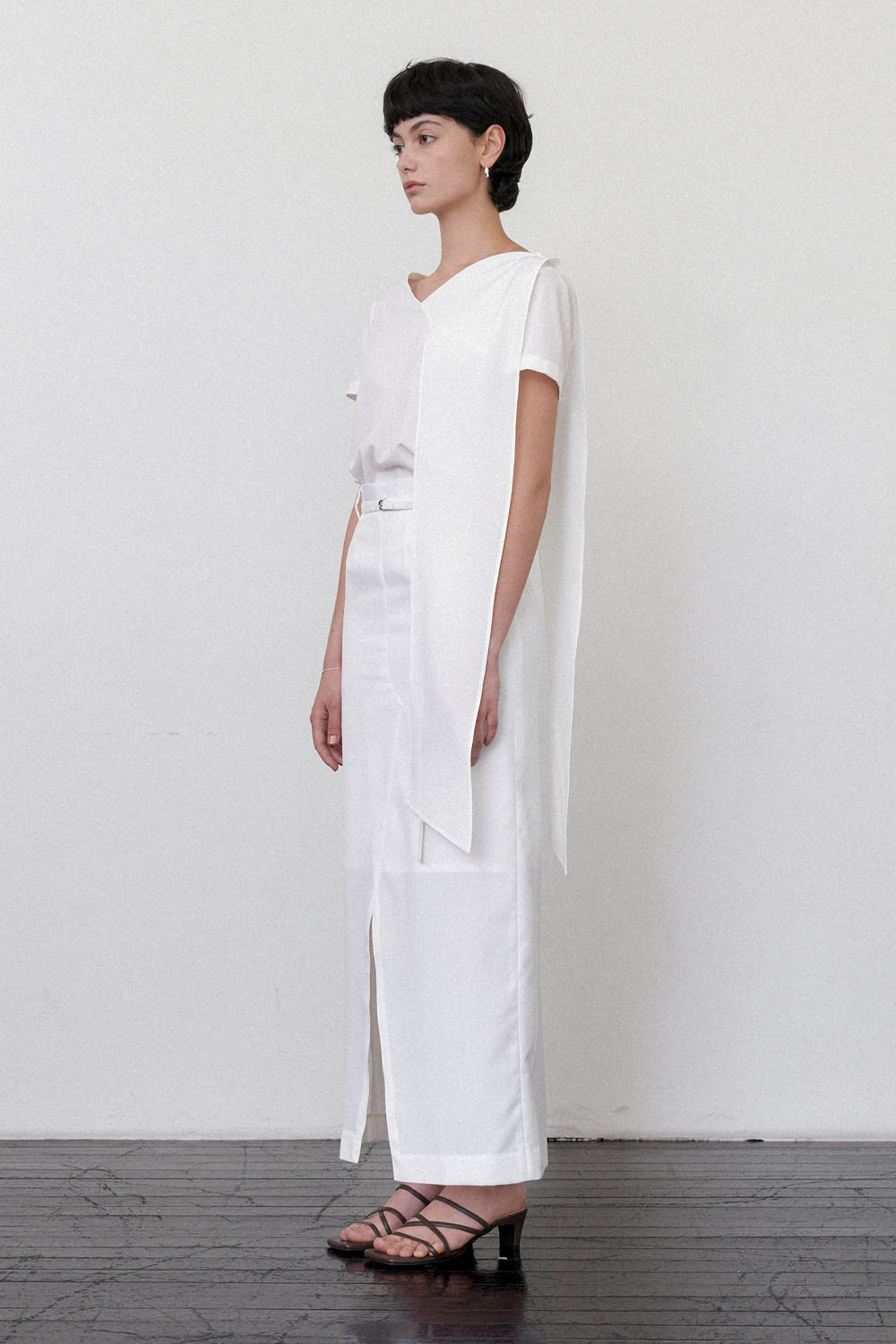 Summer Long Scarf Blouse White - 상세 이미지 4