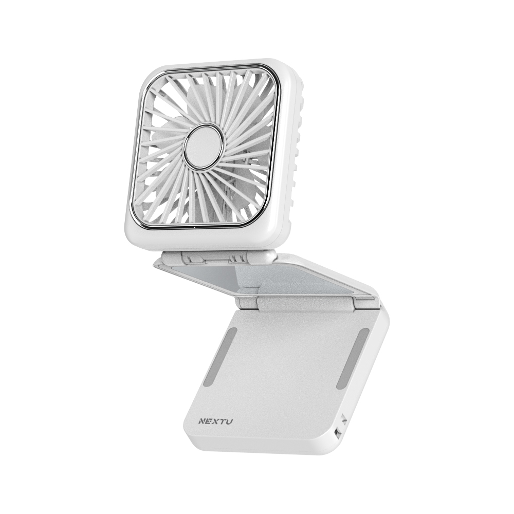 넥스트유 에어스핀 미니 접이식 휴대용 손거울 선풍기 2,500mAh F2 화이트