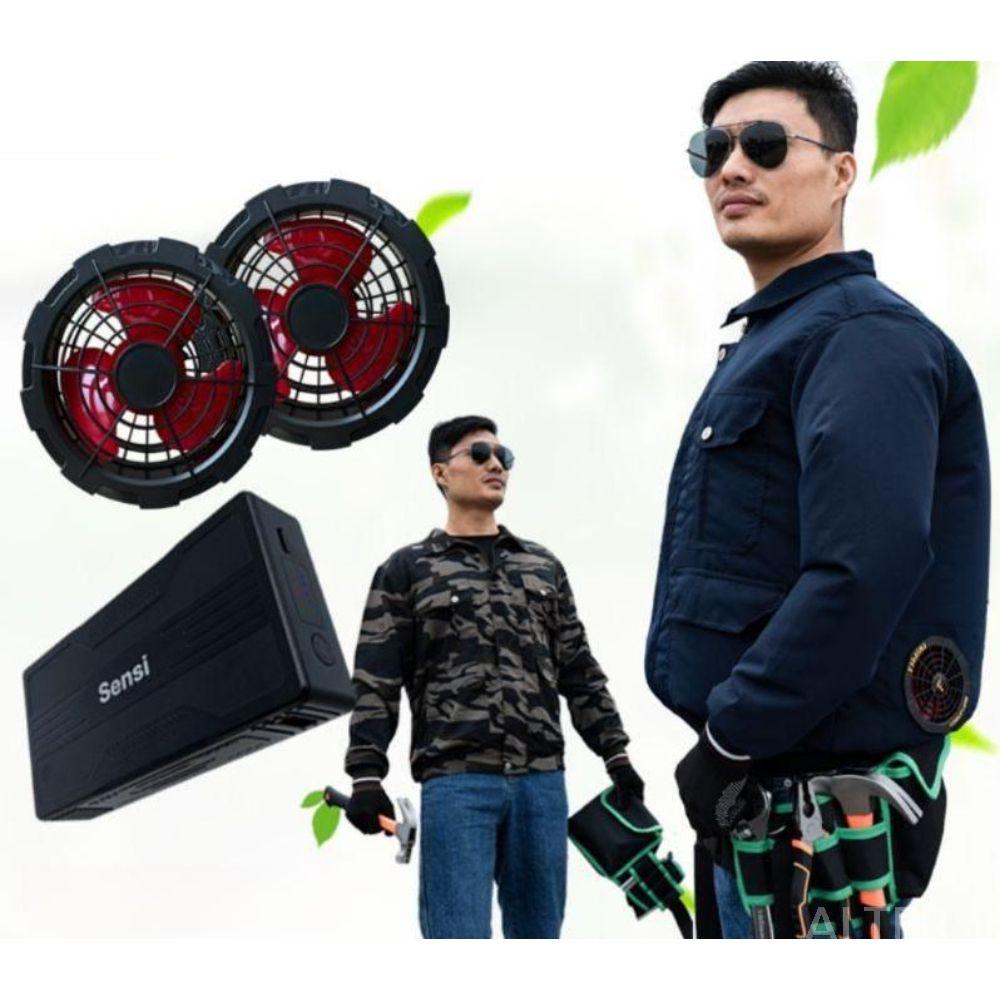 작업복 선풍기 조끼 현장 에어컨 냉풍 용접 자켓 블랙 카모+12V 팬+D12 배터리 M - 상세 이미지 2