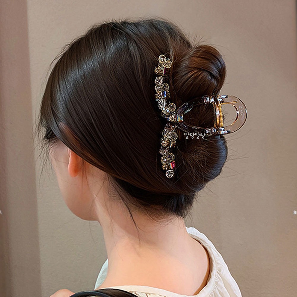 크리스탈 투명 비즈 올림머리집게핀 우아한 명품머리핀 이미지 8