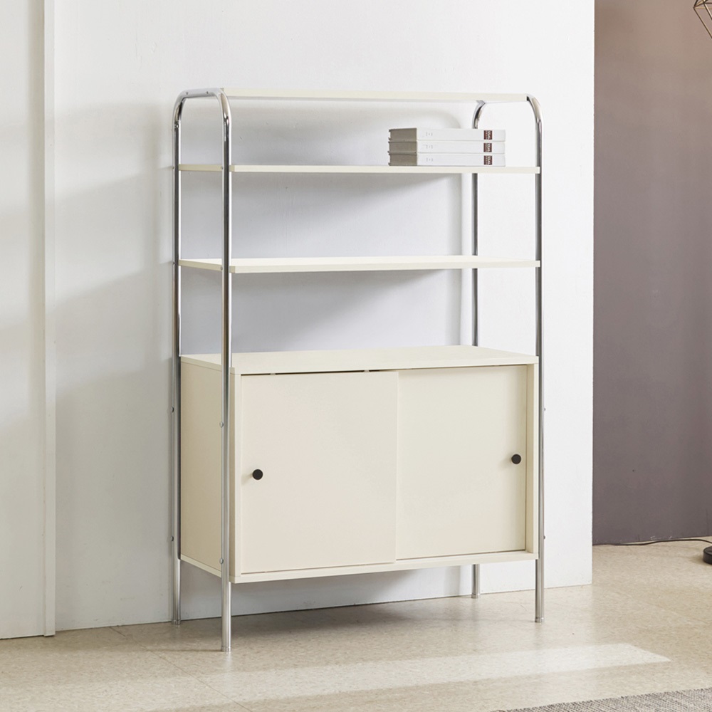 오누 슬라이딩 미드센츄리 모듈 다용도 슬라이드 수납선반장 850x385x1300mm, 5단, 블랙 - 상세 이미지 5