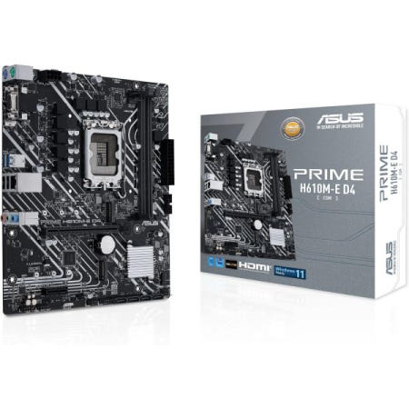 [해외]Asus Prime H610M-E D4-CSM 데스크톱 마더보드 - 인텔 H610 칩셋 소켓 LGA-1700 펜티엄 골드, 셀러론, 코어 i5, i9, i3, i7 프로세서