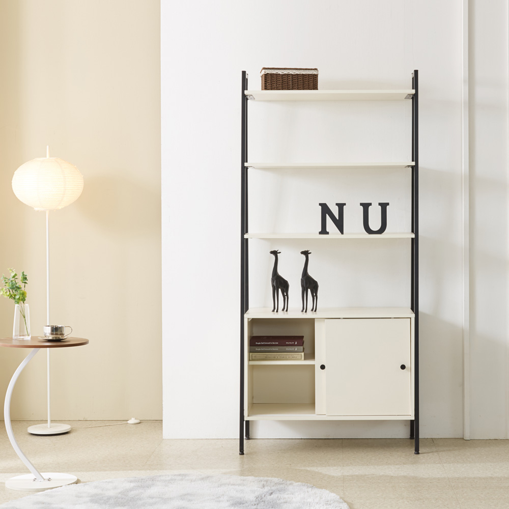 누크 슬라이드 다용도 거실 틈새 슬라이딩 수납선반장 850x385x1820mm, 6단, 화이트 - 상품 이미지