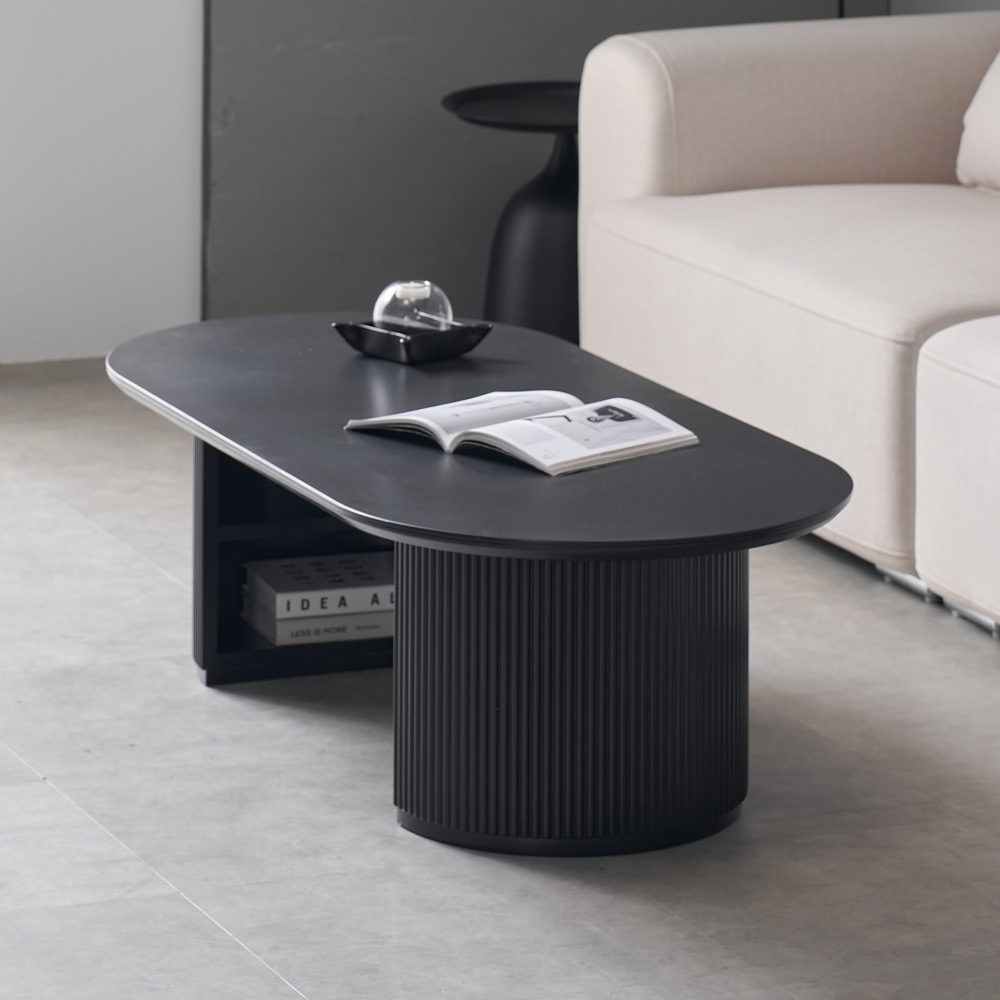 거실테이블 쇼파테이블 세라믹 템바보드 수납형 거실탁자 블랙