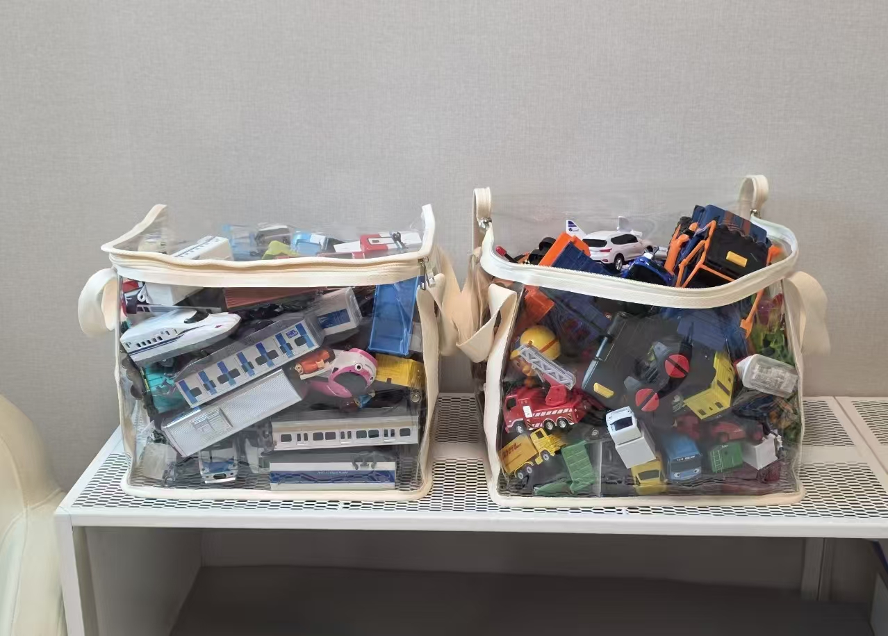 아오라 사각 TPU 투명 장난감 정리함 바구니 수납함 아기 인형 책 보관함 박스 M