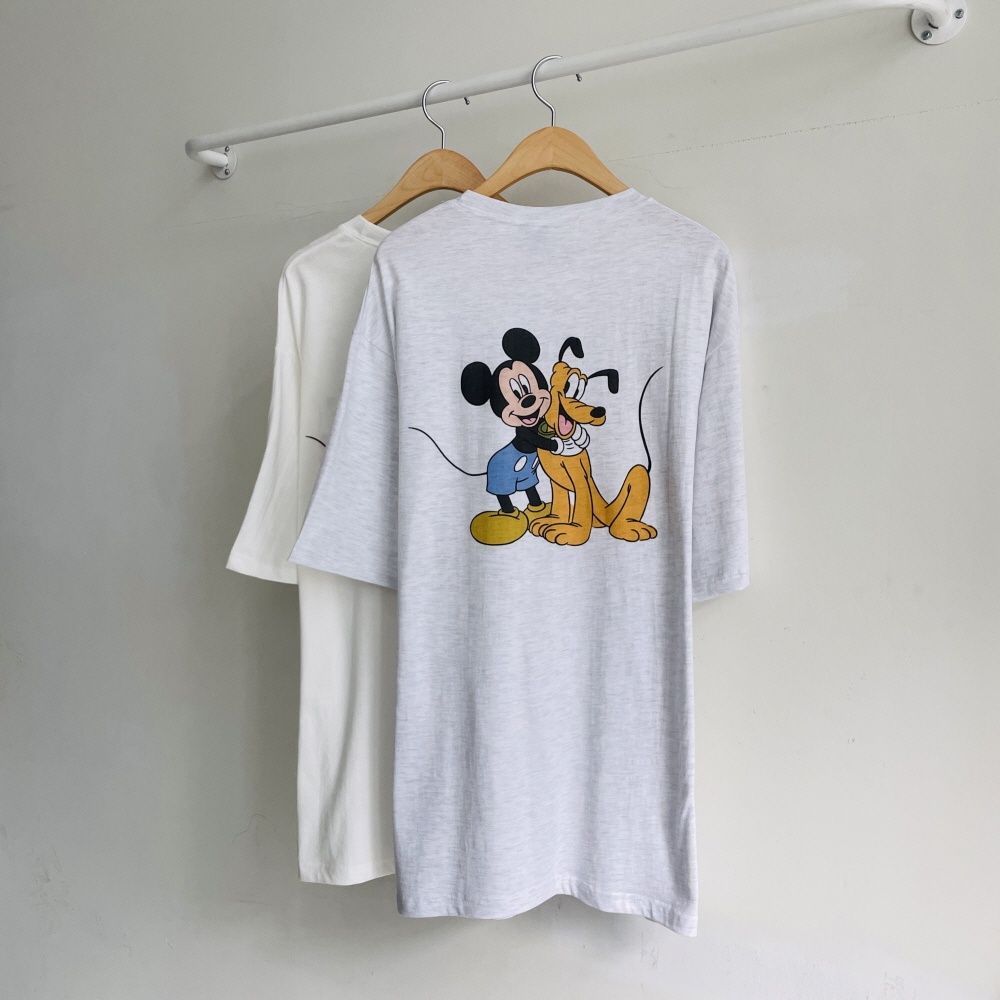 미키마우스티셔츠 디즈니 정품 미키도그 캐릭터반팔티 여성 박스티