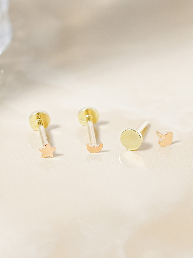 [0.8mm]14K 인터널 초 미니 하트 별 달 라블렛 피어싱 귀걸이 - 상세 이미지 3