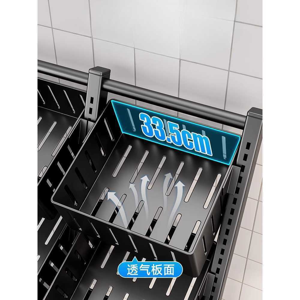 철제 계단형 바구니 트롤리 이동식 수납 정리함 매대 블랙 3단 (바구니 6개) - 상세 이미지 2