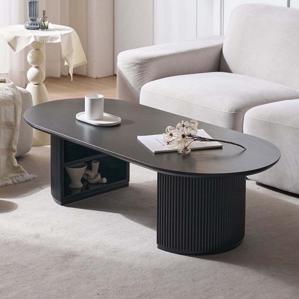 거실테이블 쇼파테이블 세라믹 템바보드 수납형 거실탁자 블랙