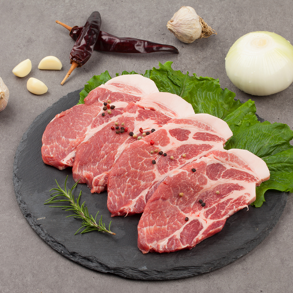 부드러운 한돈 목살 구이용 맛있는 돼지 고기 캠핑 바베큐 가정용 냉장, 300g, 3개