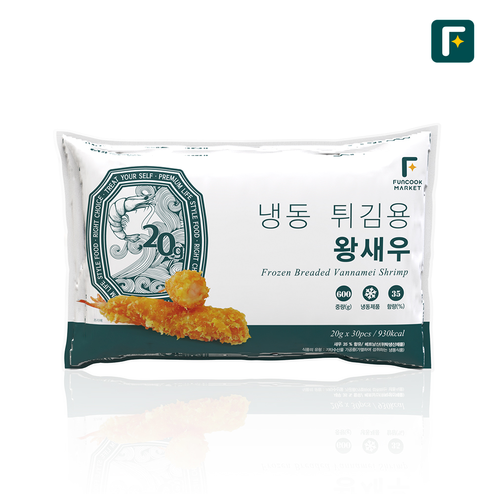 펀쿡 냉동 튀김용 왕새우 600g (20g X 30미) 빵가루 왕 새우튀김