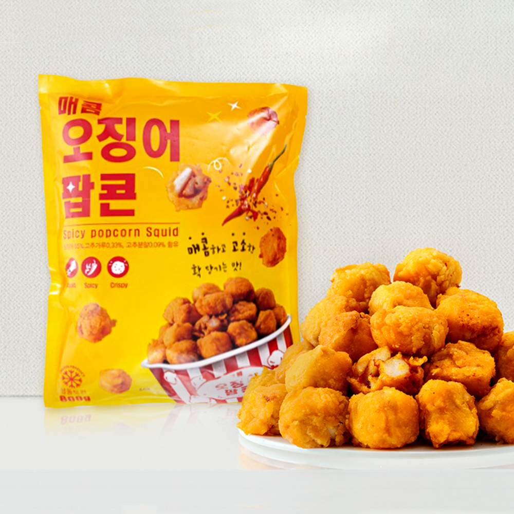 펀쿡 튀김용 매콤 오징어팝콘 800g 오징어 튀김 오징어볼 업소용 프라이팬 조리가능 - 상세 이미지 4