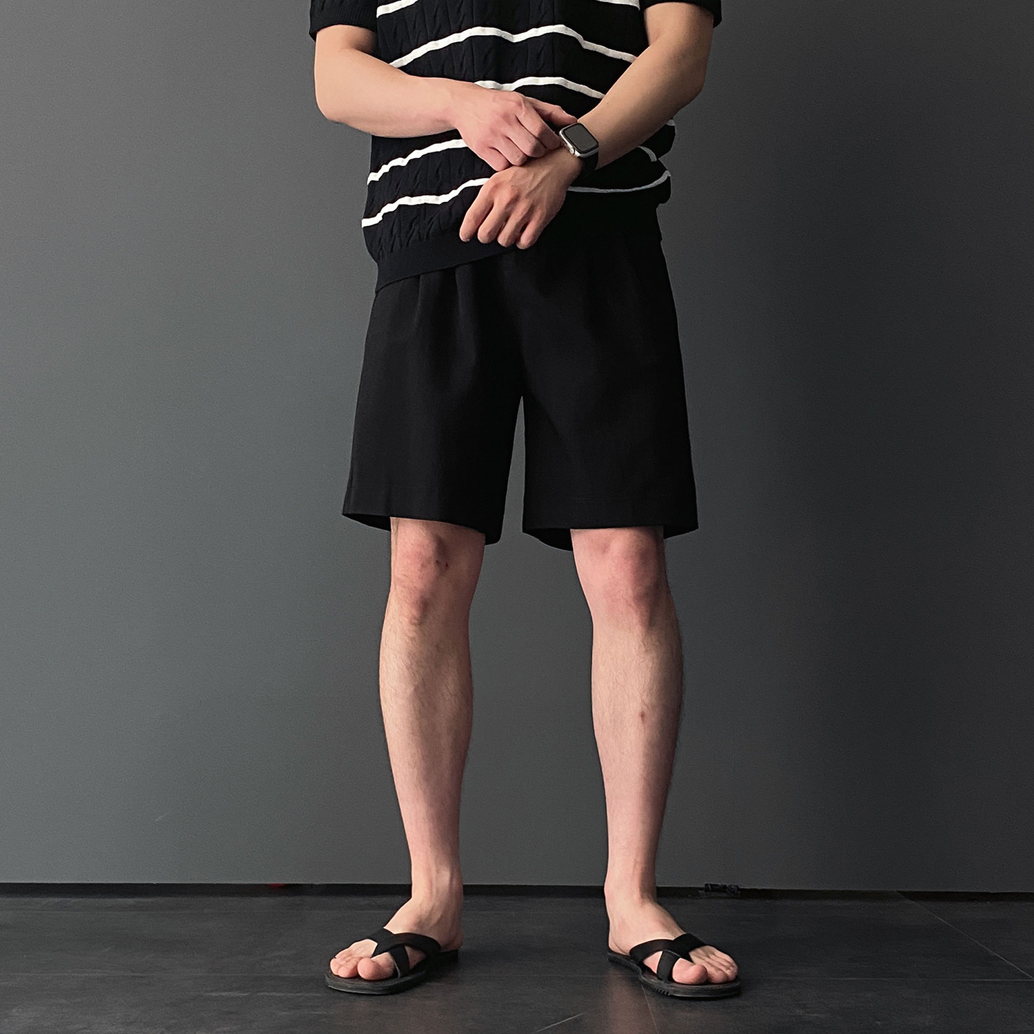 1+1 치노반바지 남자버뮤다팬츠 치노팬츠 면반바지 - 상세 이미지 4