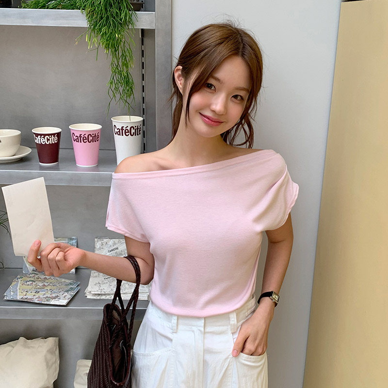 루젠나 쫀쫀 언발 셔링 캡소매 티셔츠 ts4608 - 상세 이미지 3