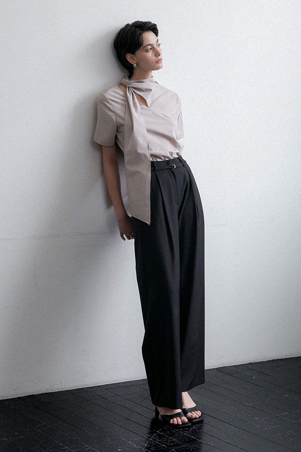 [36 SIZE_ 7/15 재입고 및 순차출고] Summer Long Scarf Blouse Begie - 상세 이미지 3