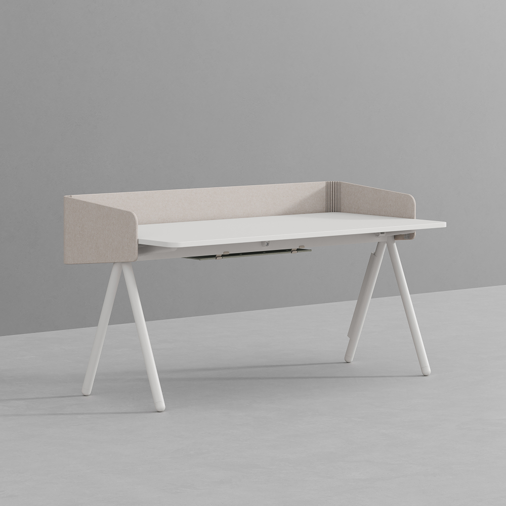 데스커 낮은 칸막이 독서실 책상 (멀티데스크 디바이더형) 1600x800mm, 화이트 - 상품 이미지