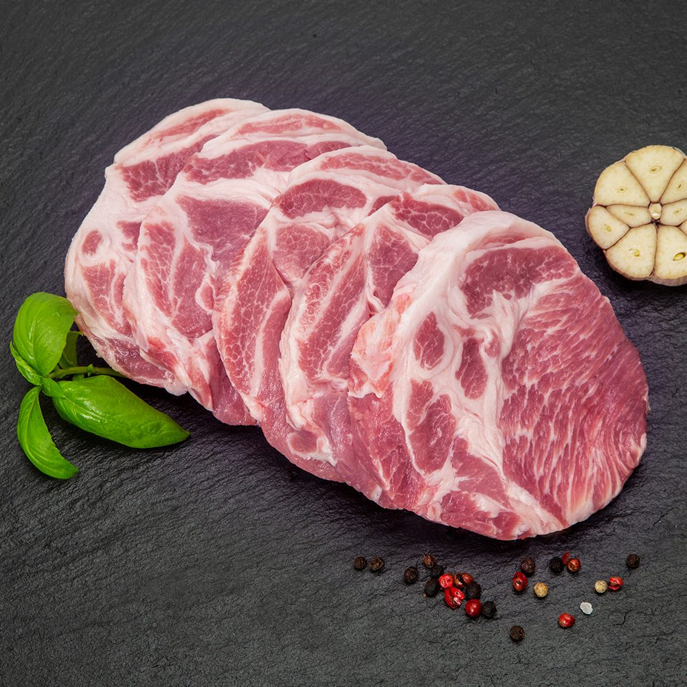 부드러운 한돈 목살 구이용 맛있는 돼지 고기 캠핑 바베큐 가정용 냉장, 300g, 3개