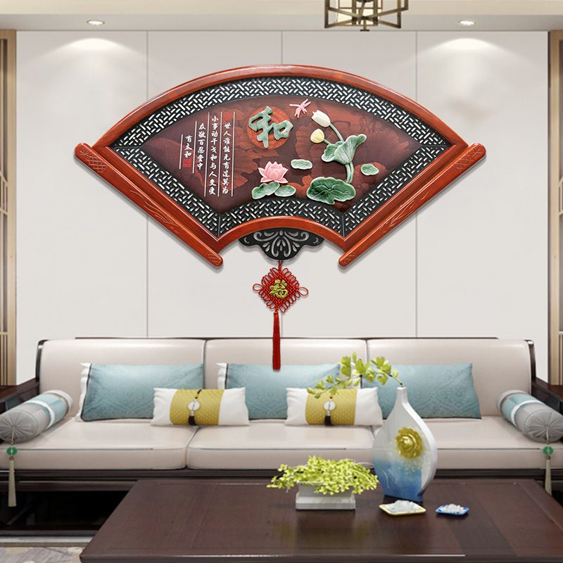 중식당 벽장식 부채꼴 전통문양 그림 액자 인테리어 소품 A 120cmx60cm - 상세 이미지 4