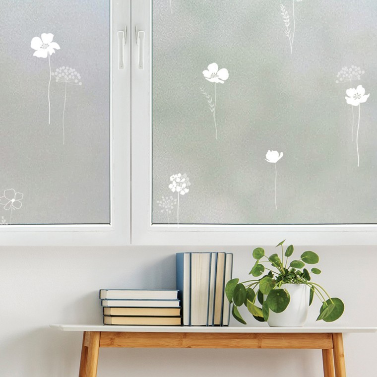 유리창시트 1mX2m 꽃향기창문시트지 점착 반투명 안개 썬팅지 유리문 거울 필름 베란다 반사 상가 미러