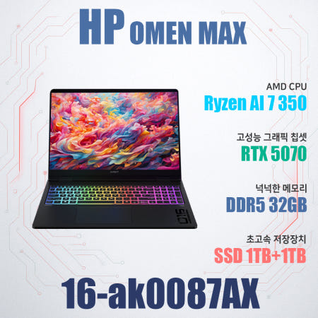 HP HP 오멘 MAX 16-ak0087AX/Ryzen AI 7 350/NVMe SSD 1TB 추가