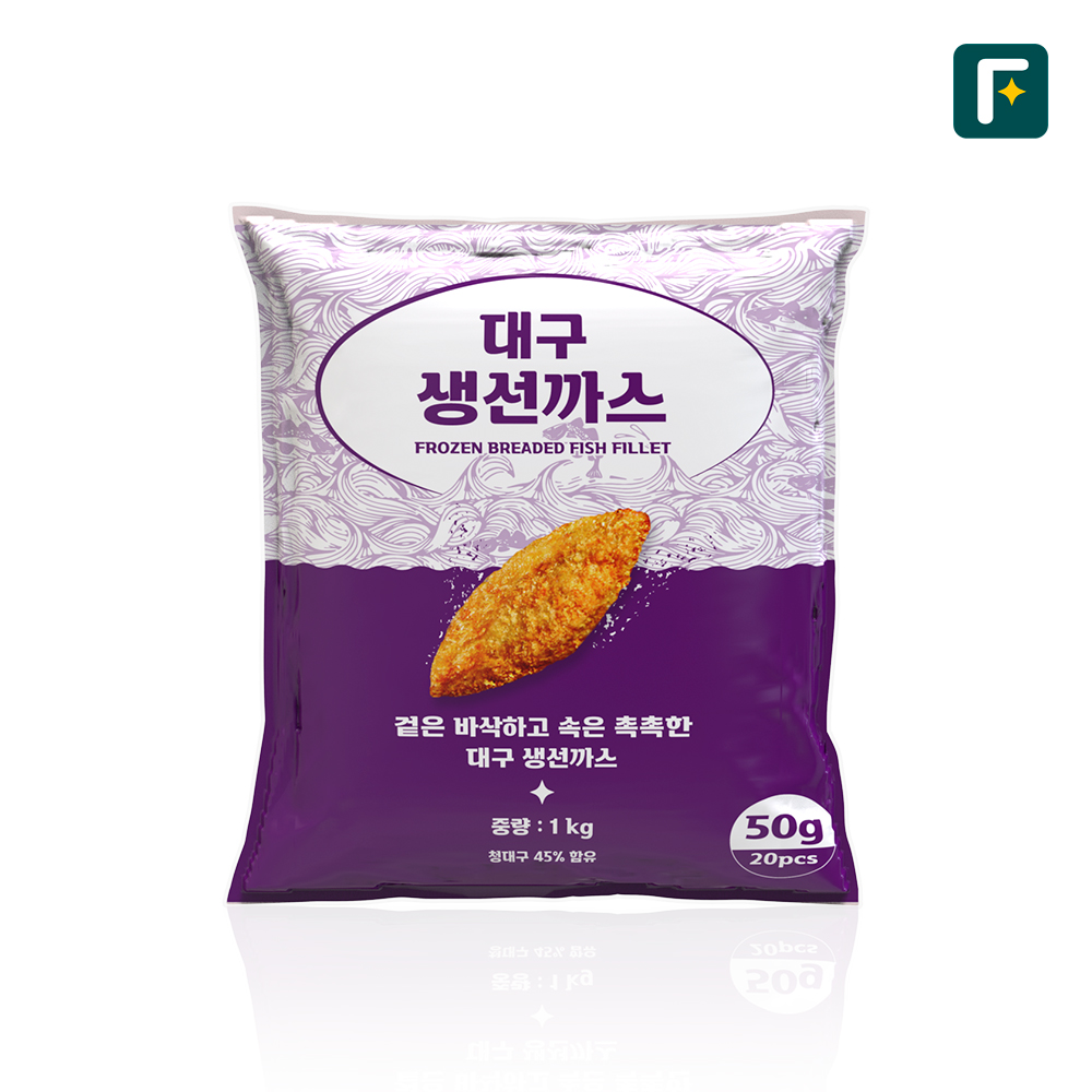 펀쿡 대구 순살 생선까스 1kg (50g X 20미) 흰살생선 생선 튀김