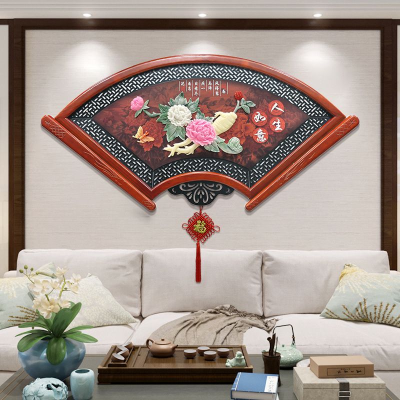 중식당 벽장식 부채꼴 전통문양 그림 액자 인테리어 소품 A 120cmx60cm - 상세 이미지 3