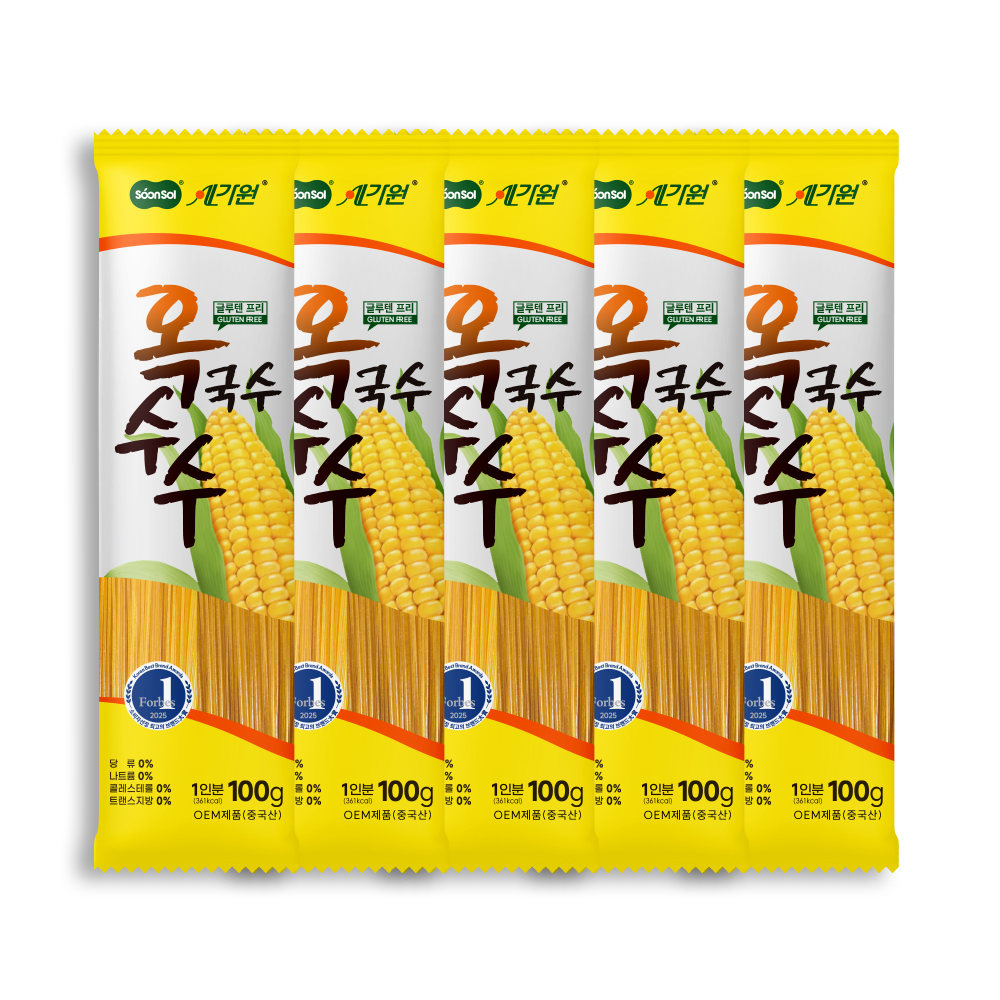 순솔가원 100% 옥수수국수 500g 100g X 5개 글루텐프리 고단백질 제로슈가 저칼로리 마라탕면 냉면 잔치국수 - 메인 이미지