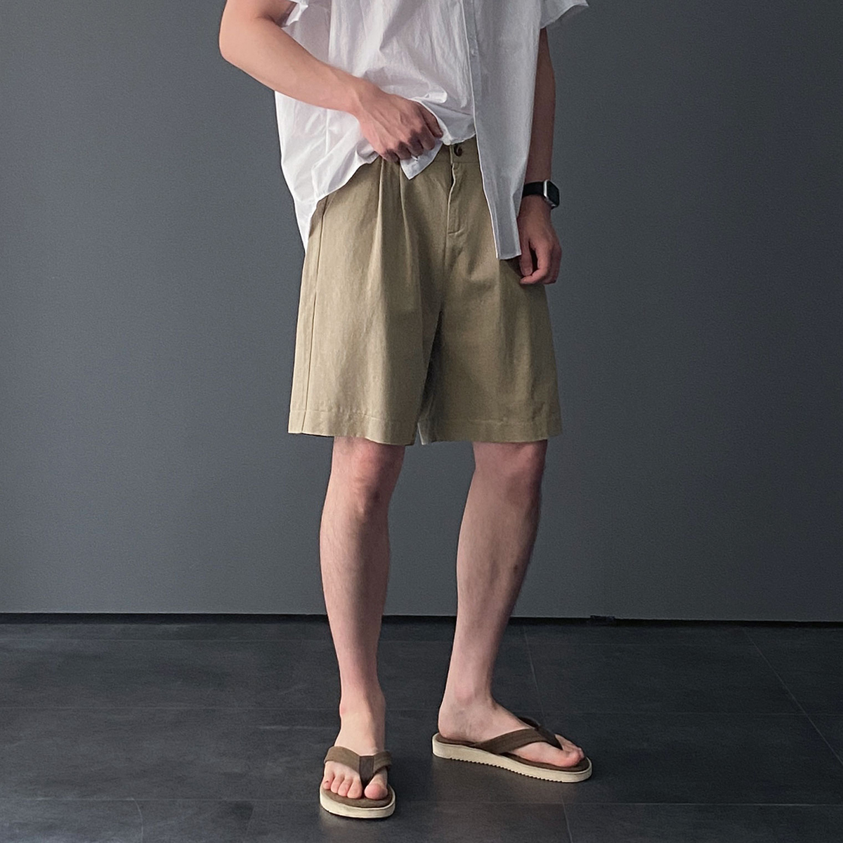 치노반바지 남자버뮤다팬츠 치노팬츠 면반바지 - 상품 이미지