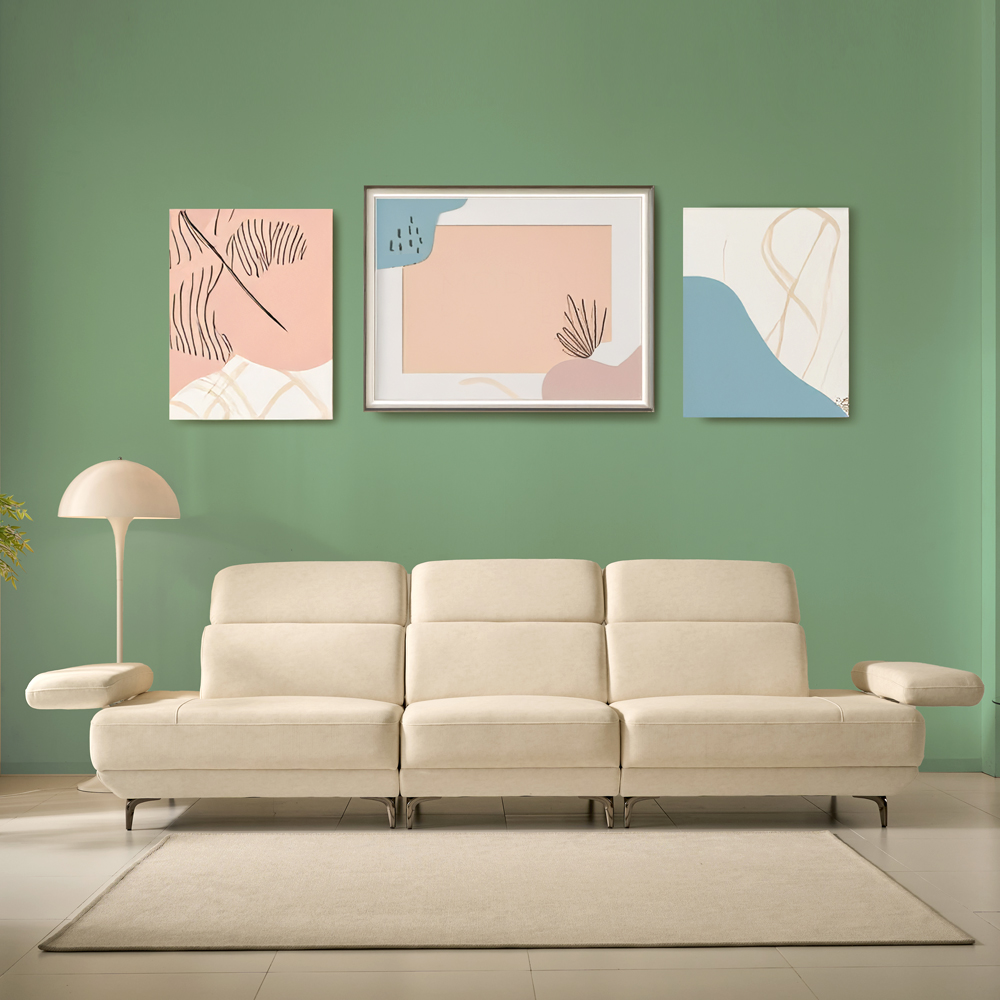 세인트블랑 퓨어케어 이지클린 패브릭 모듈형 스윙소파 sk 스툴미포함, 아이보리, 4인용