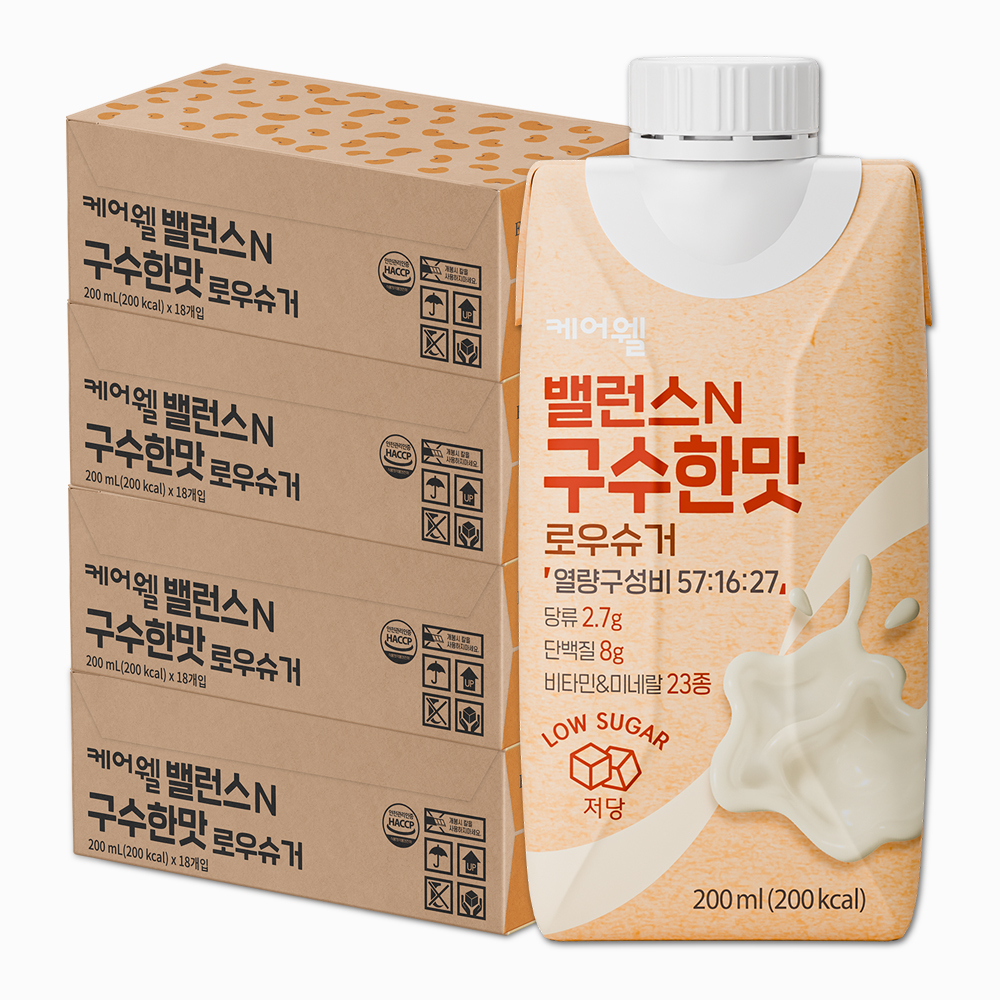 [본사] 케어웰 밸런스N 구수한맛 로우슈거 200ml 72팩 식사대용 균형 영양식 환자 유동식 노인 건강식 영양보충 음료 제품 이미지