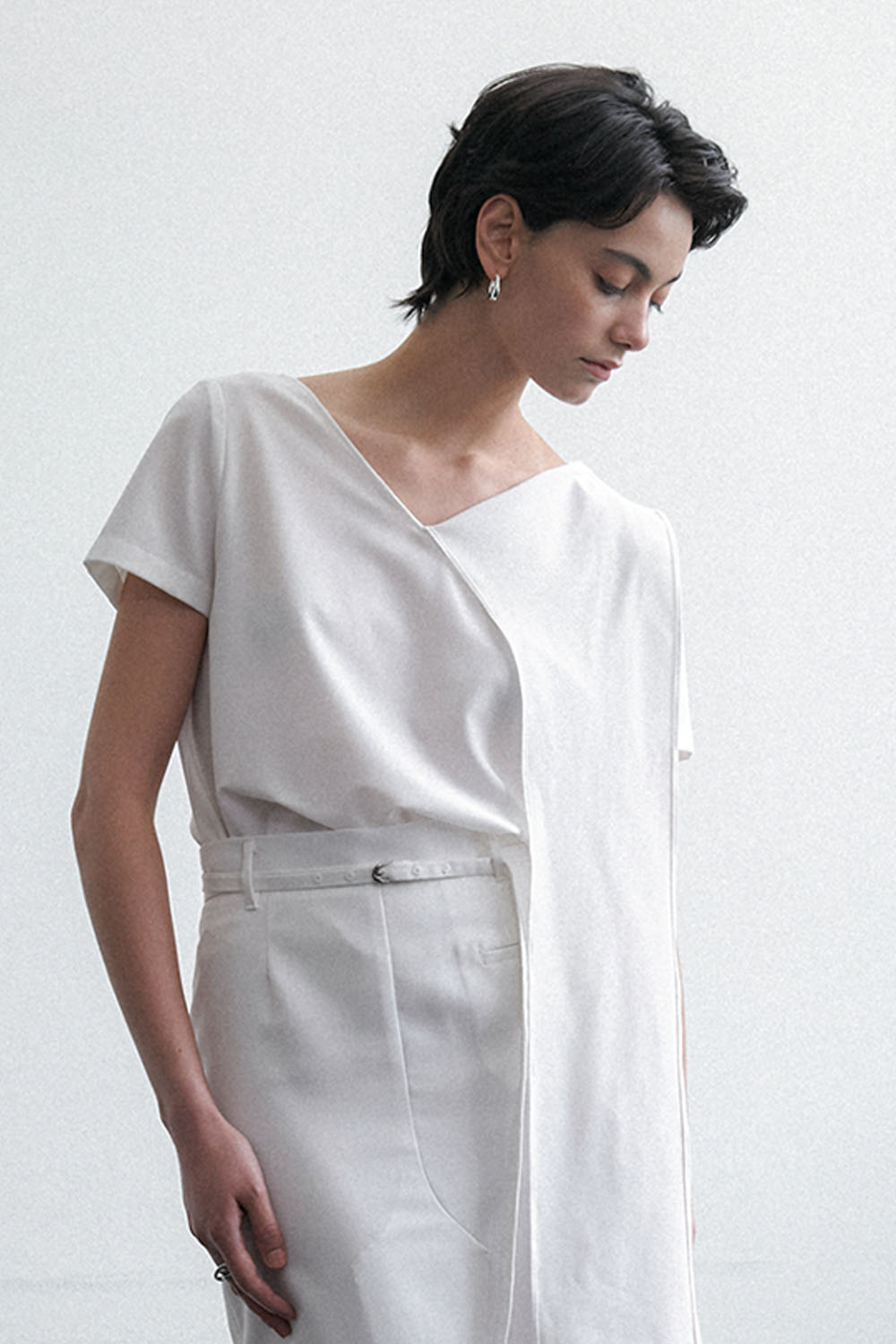 Summer Long Scarf Blouse White - 상세 이미지 5