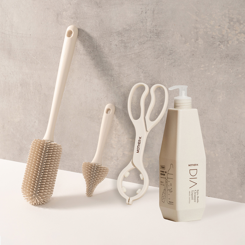마더케이 젖병 세척 4종세트 (실리콘 브러시2종+소독집게+디아 젖병세정제 500ml) - 메인 이미지
